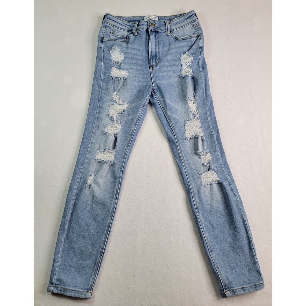 Wax Jean Los Angeles Women‎ Light Wash Distressed Skinny Jeans Size 7/28